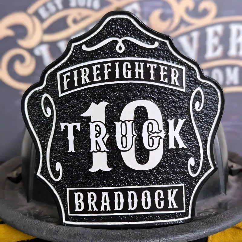 fire helmet shield shown with calm strong firefighter tone