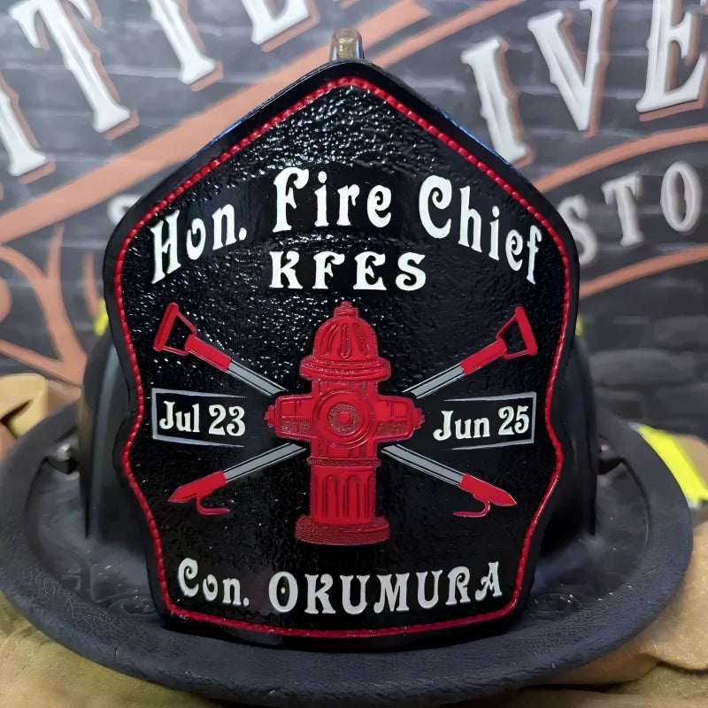 fire helmet front shown with balanced firefighter appeal