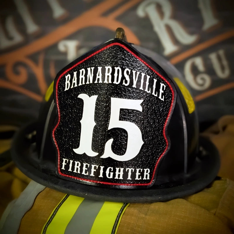 firefighter helmet shield shown to reinforce service identity