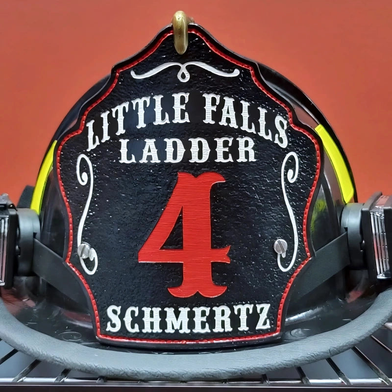 fire helmet front displayed with reliable firefighter identity