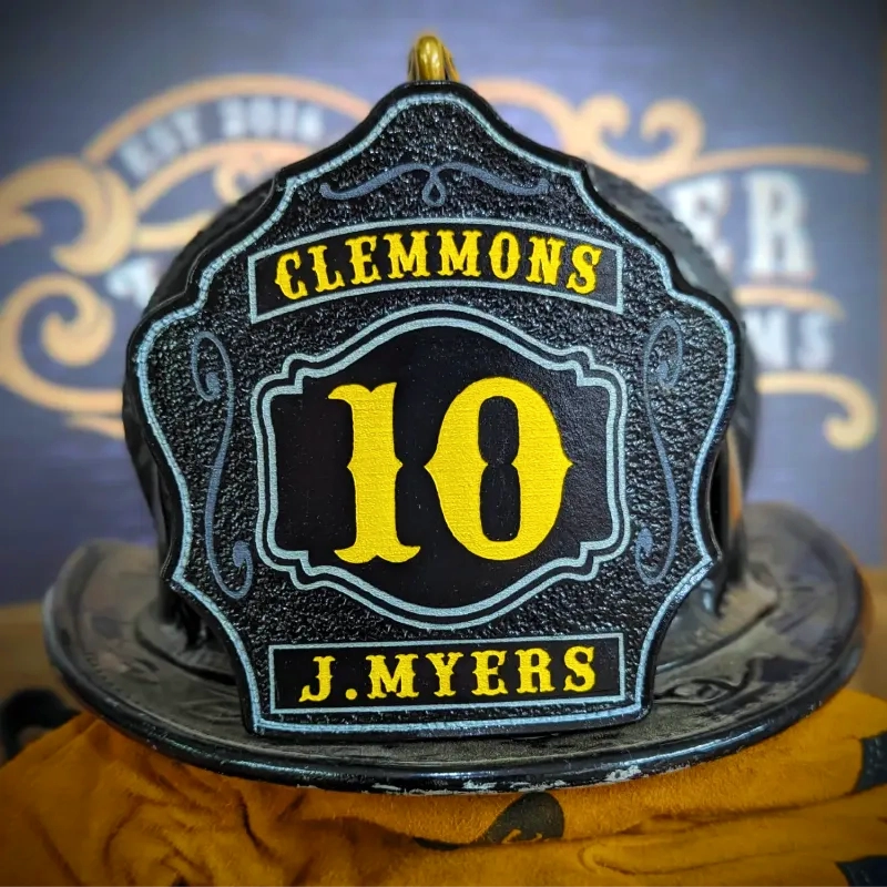 fire helmet front shown naturally with defined firefighter detail