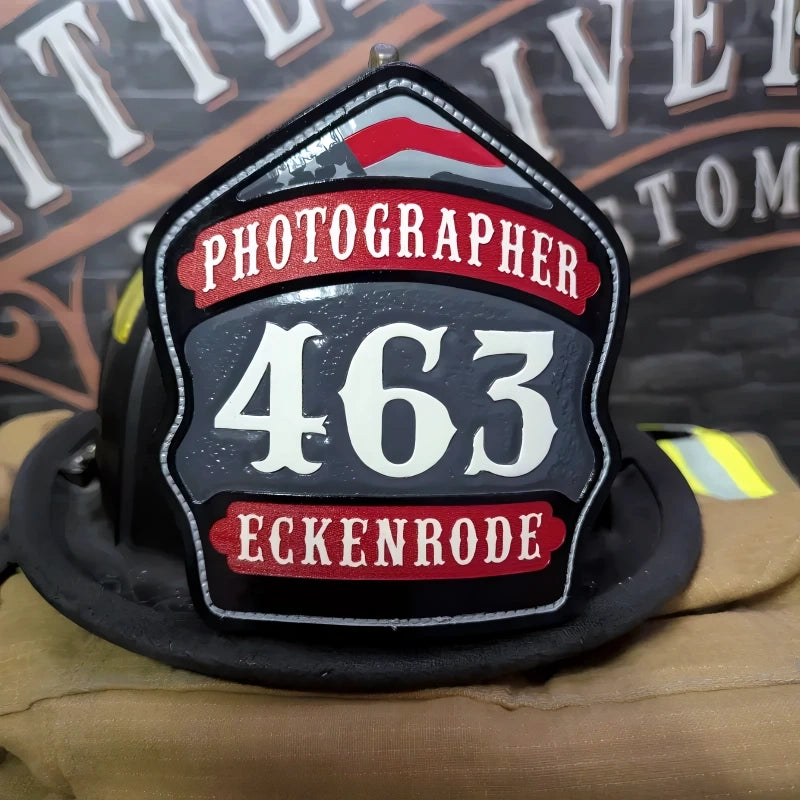 custom helmet front shown with classic firefighter intensity