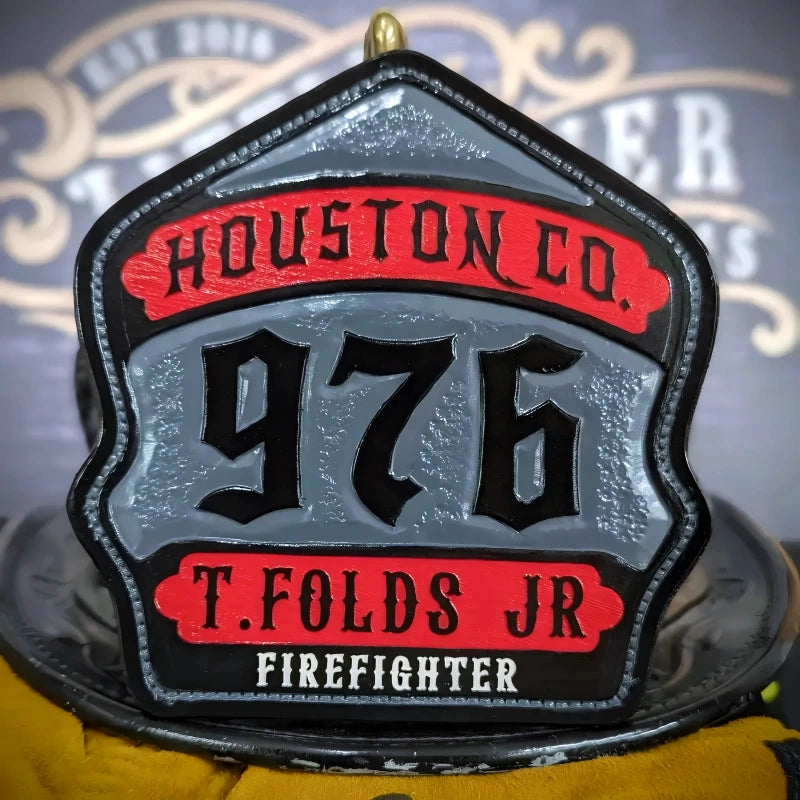 custom fire shield shown with sturdy firefighter form