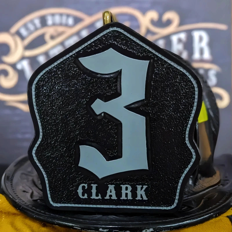 helmet shield presented with a classic fire service feel