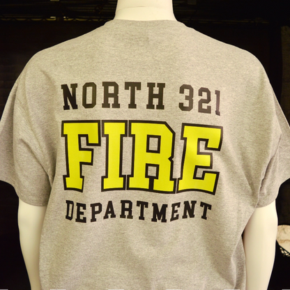 Customizable fire station shirt made with cotton poly blend for firefighter apparel