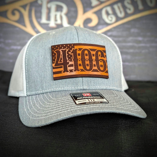 Custom flag leather patch hat with clean bold design and durable finish