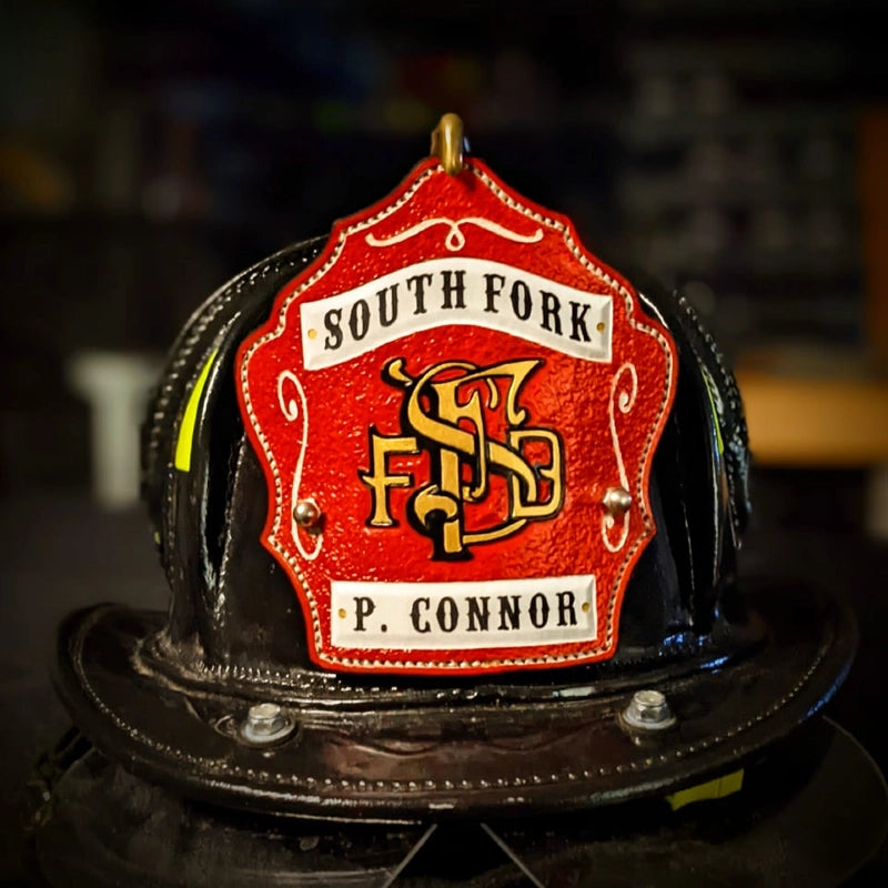 leather firefighter helmet shield made for unique designs