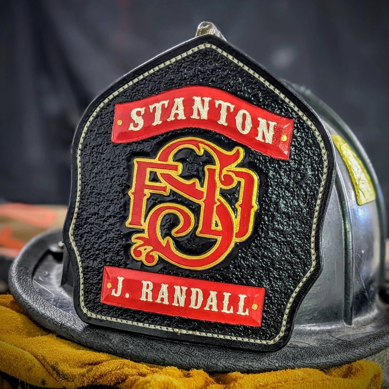 full custom helmet shield created from leather materials