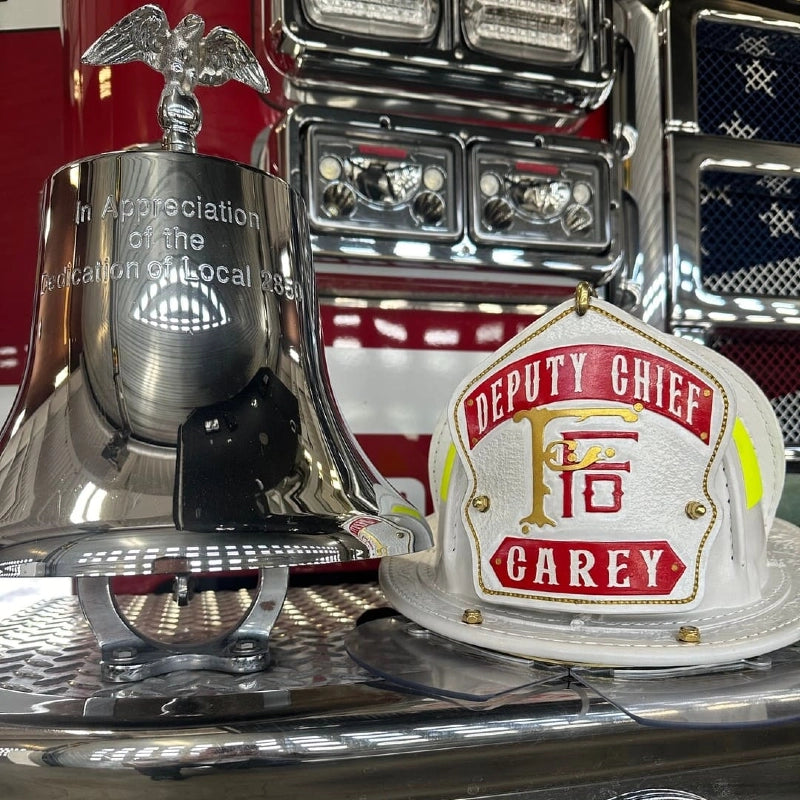 full custom leather firefighter shield built for the job