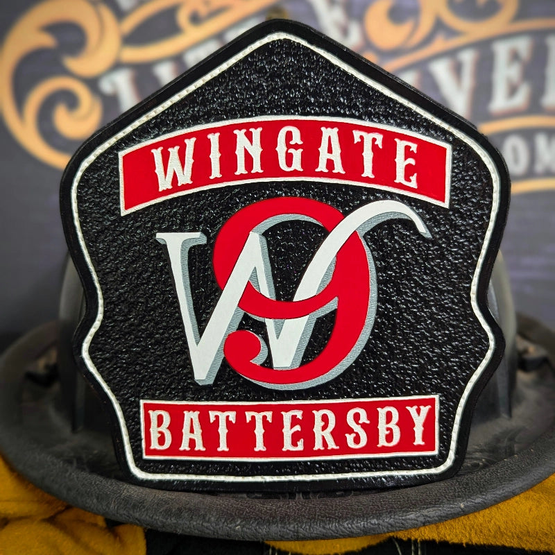 full custom leather firefighter shield for fireground use