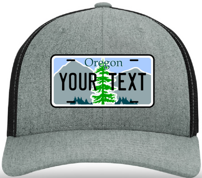 Firefighter lifestyle hat with custom state license plate leather patch