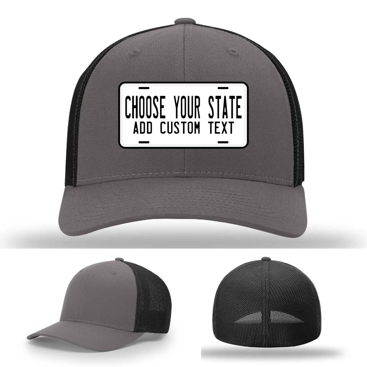 Lifestyle hat with state pride leather patch in license plate style