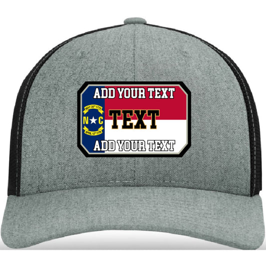 Personalized hat featuring real leather patch with state flag design