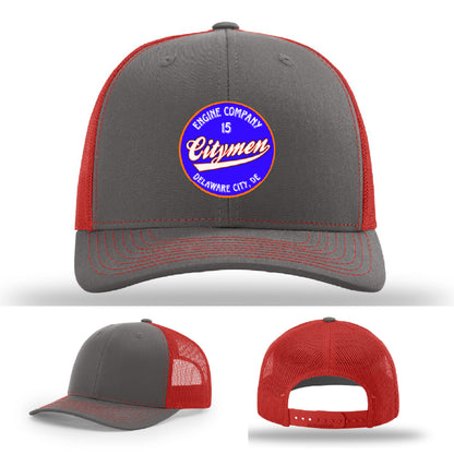 Delaware City Engine 15 firefighter hat leather front patch