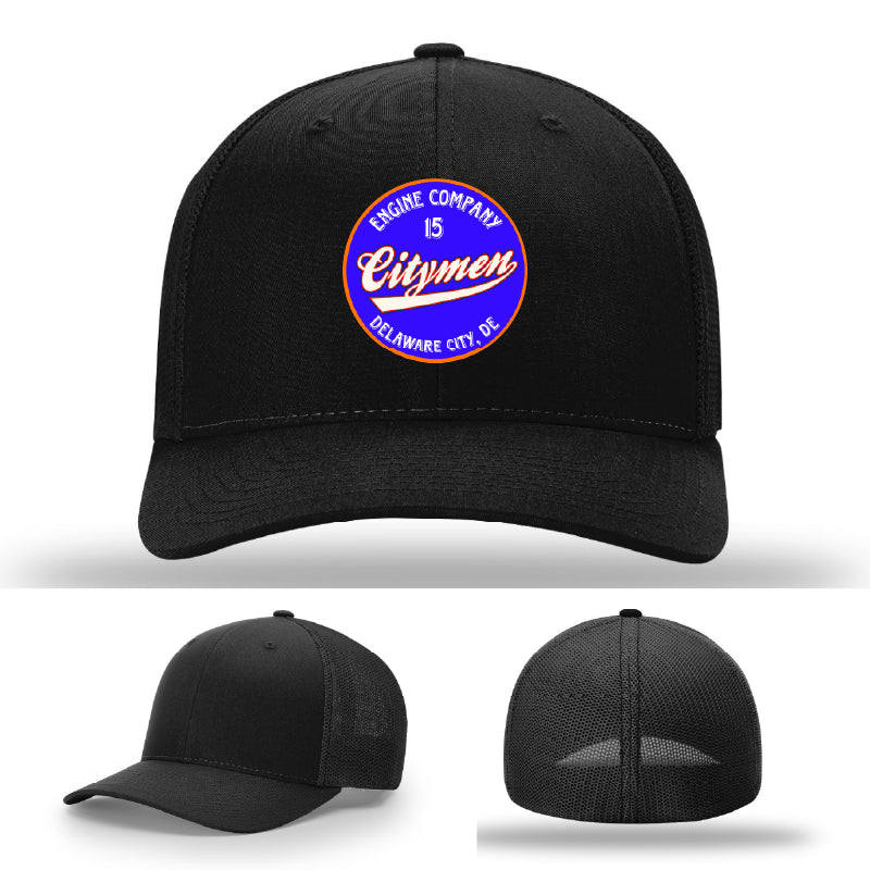 Delaware City Engine 15 firefighter hat leather patch
