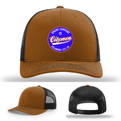Delaware City Engine 15 firefighter hat custom leather patch