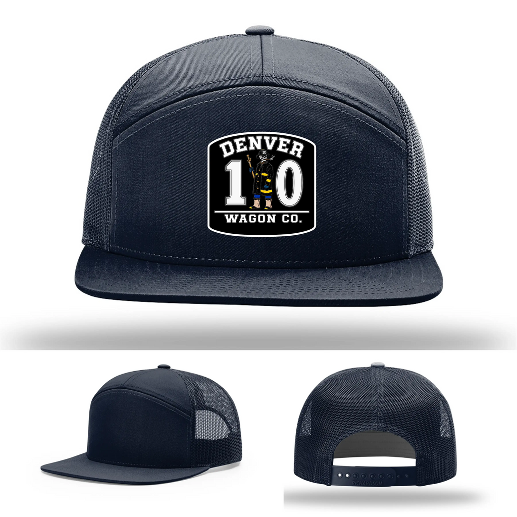Denver 10 firefighter leather patch hat