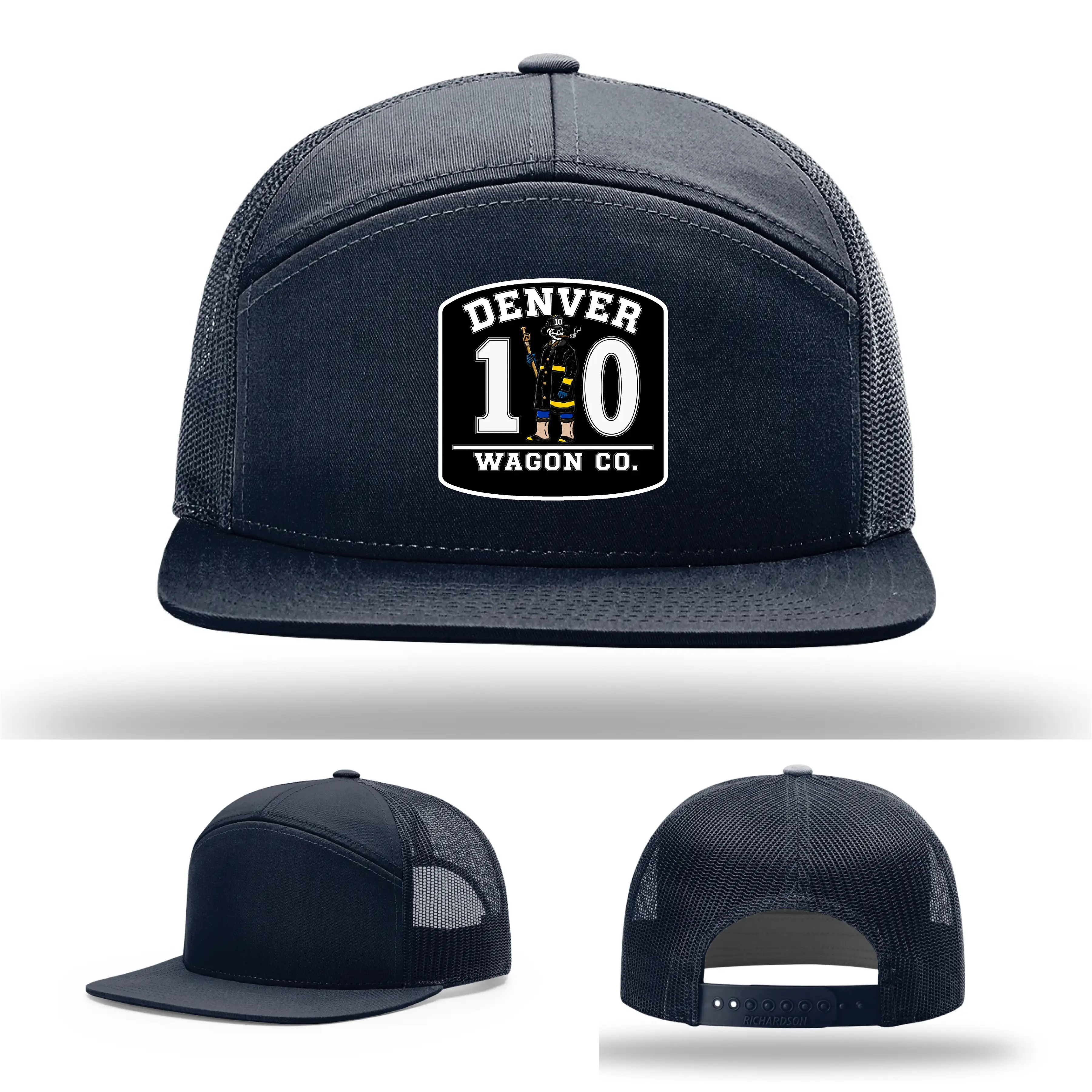 Denver 10 firefighter leather patch hat