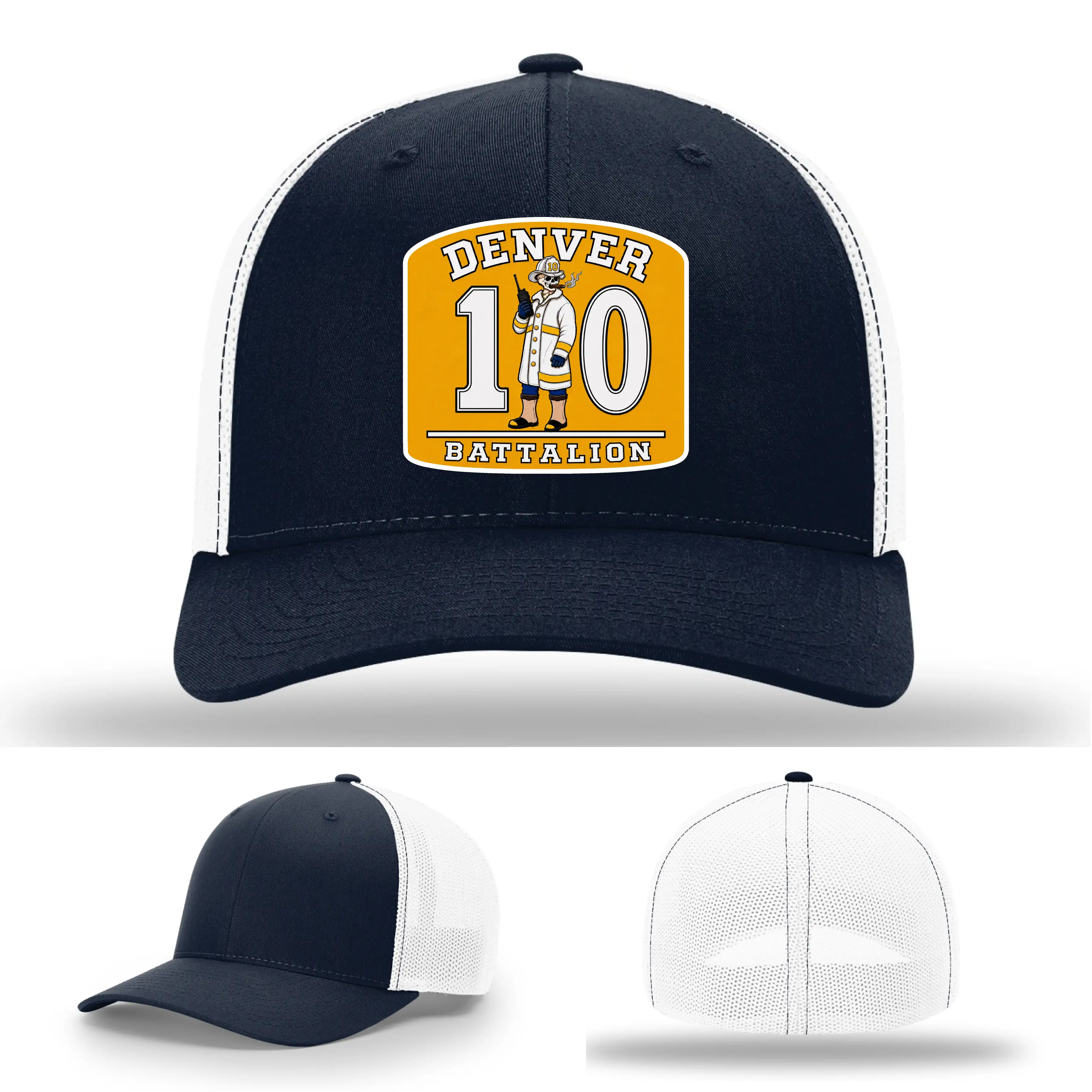 Denver NC Battalion 10 firefighter leather patch hat