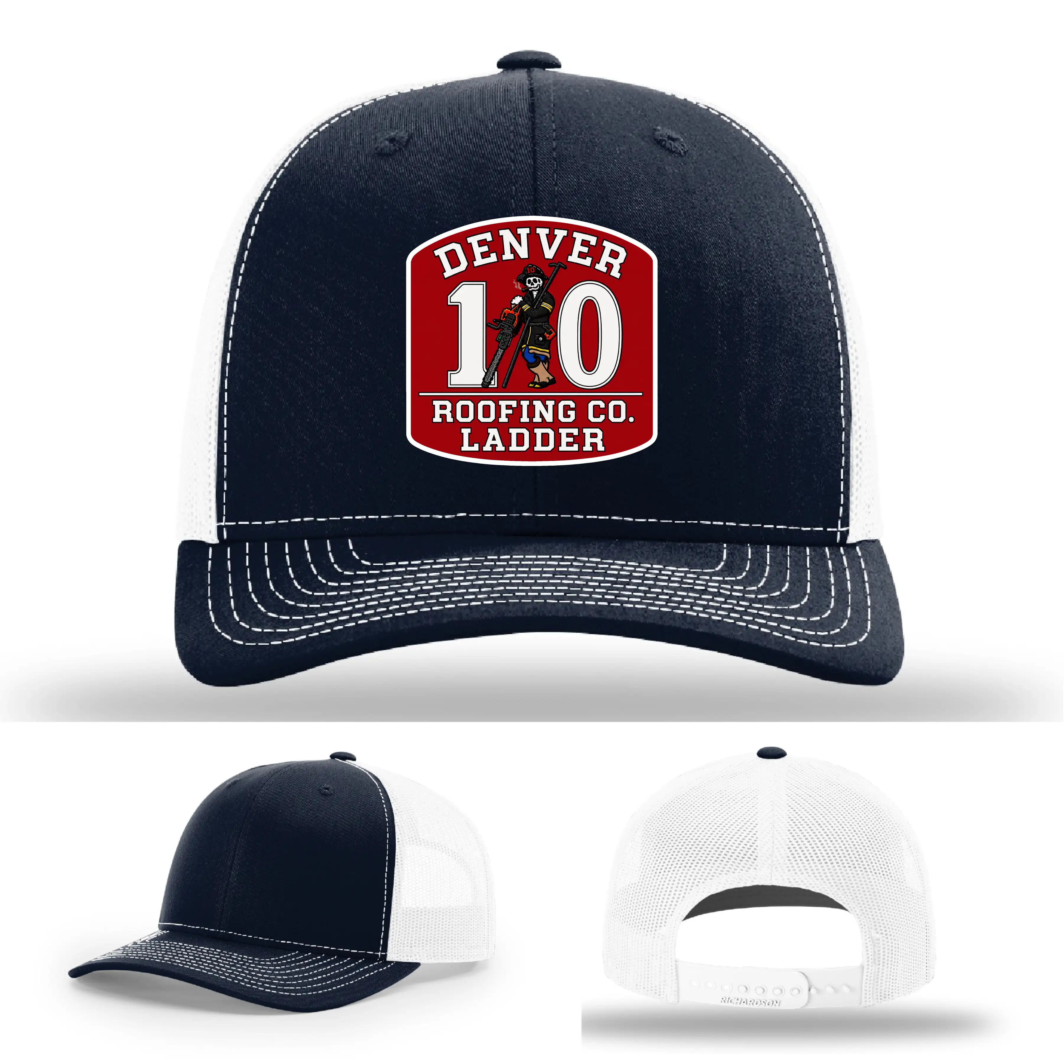 Denver NC Roofing Company firefighter leather patch hat