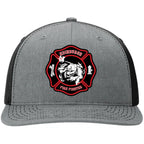 Edinburgh Fire Department leather patch firefighter hat front view