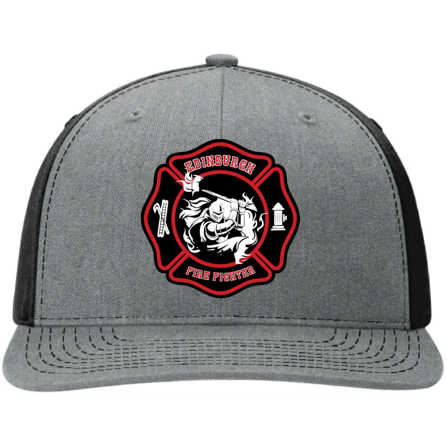 Edinburgh Fire Department leather patch firefighter hat front view