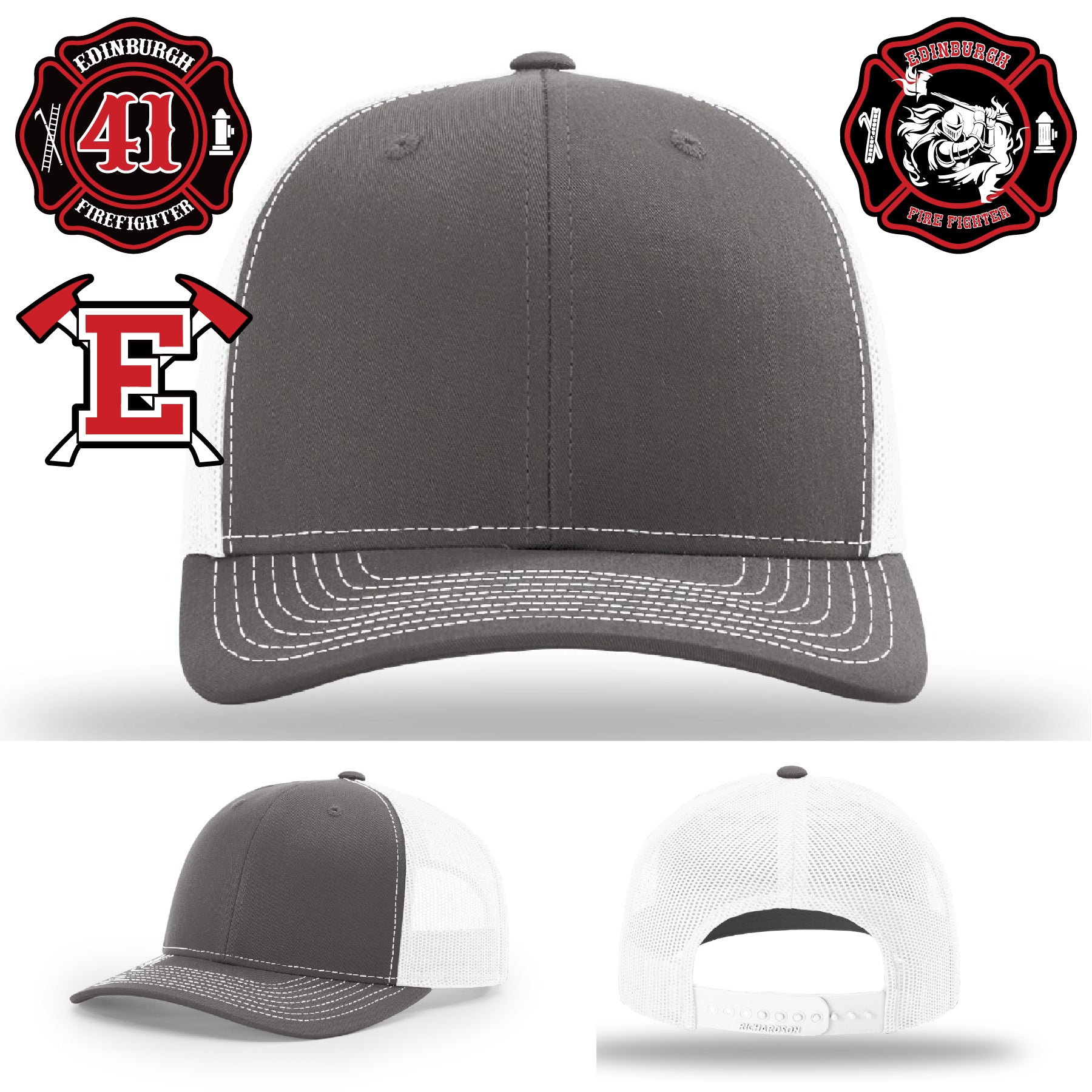 Edinburgh firefighter hat with full color Knight patch