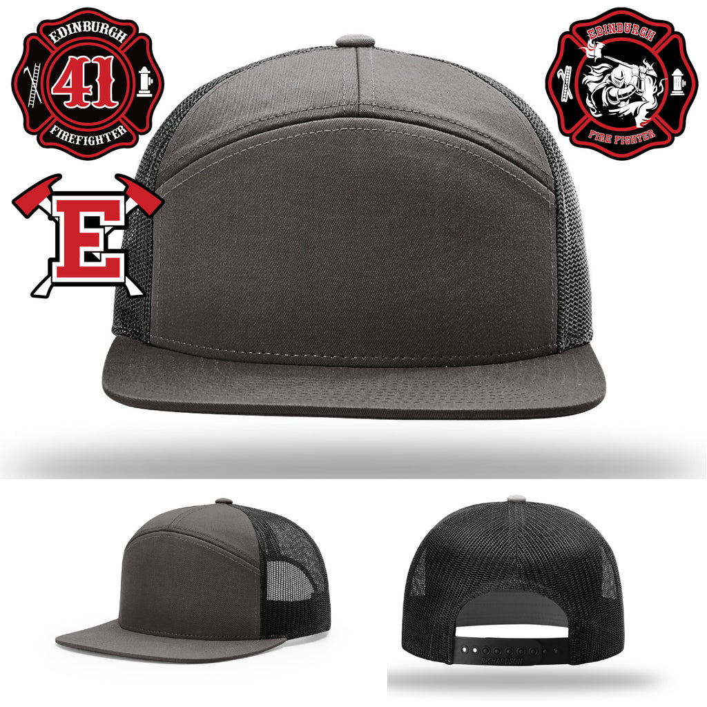 Firefighter hat with axes patch representing Edinburgh Fire