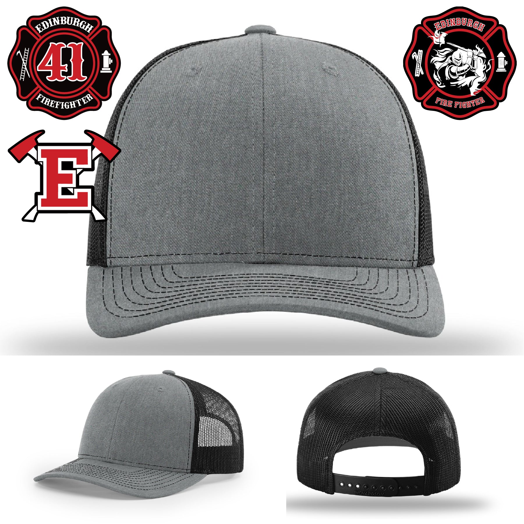 Edinburgh Fire Department Knight design leather patch hat
