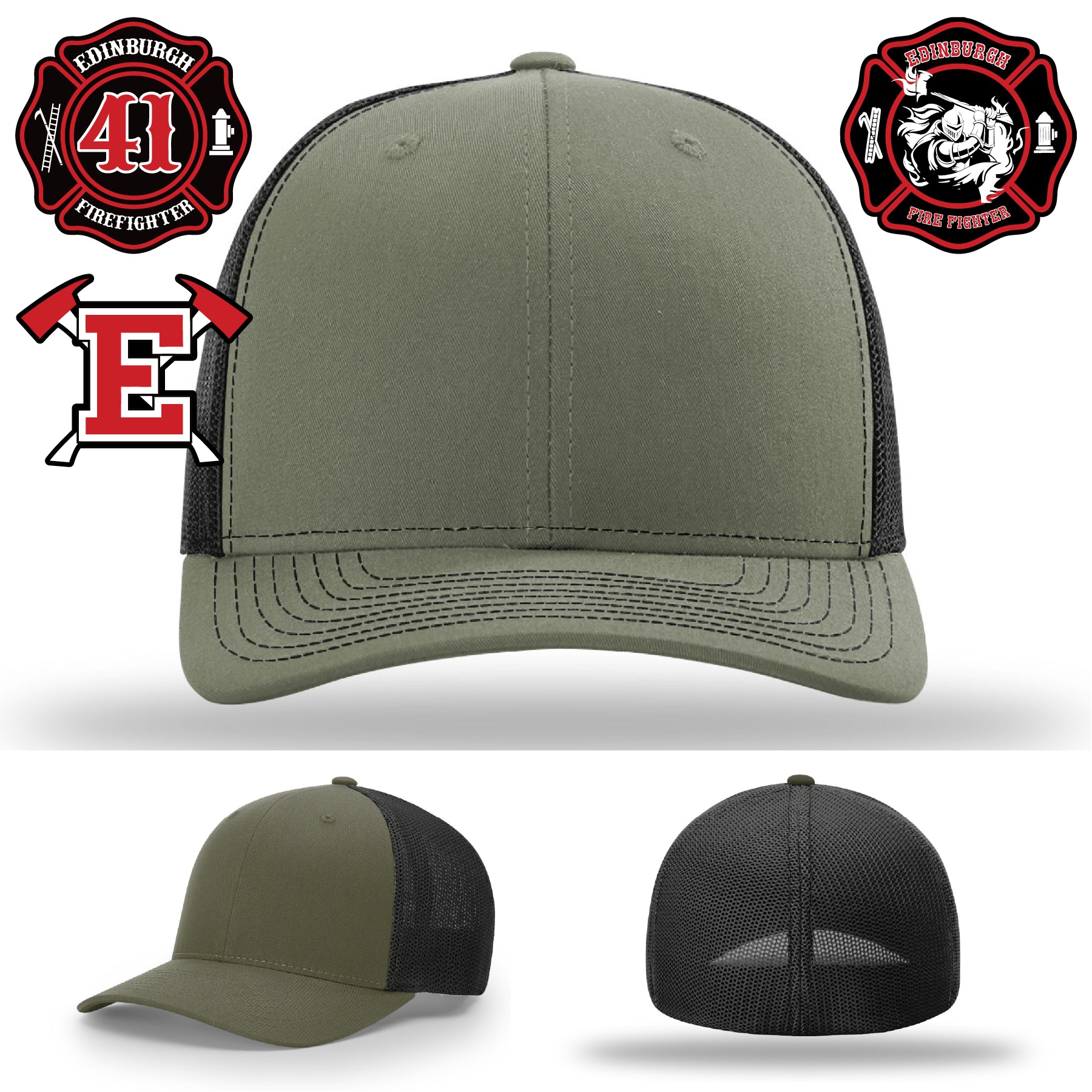 Edinburgh firefighter leather patch hat for station identity