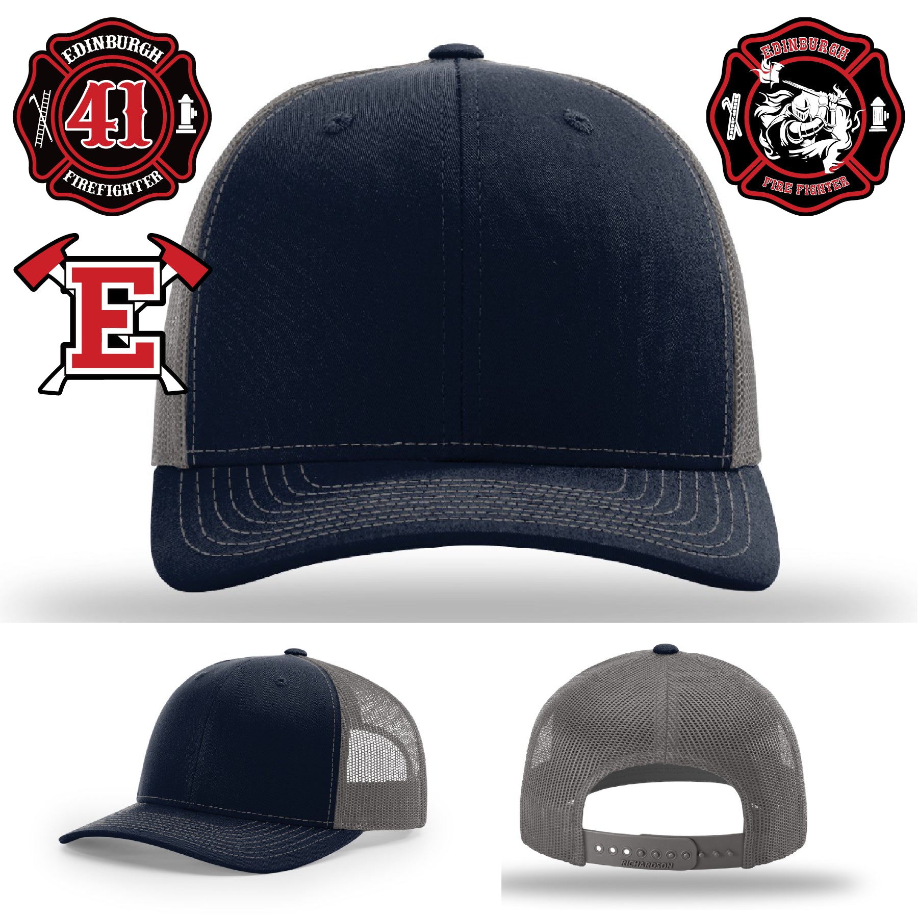 Firefighter gear hat featuring Edinburgh Fire leather patch