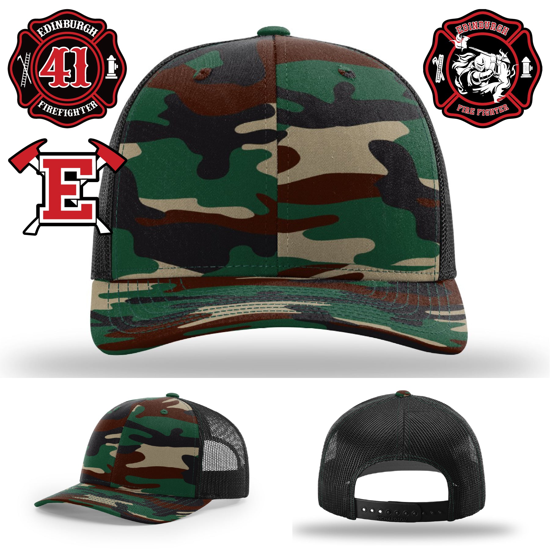 Station 41 patch firefighter hat representing Edinburgh Fire