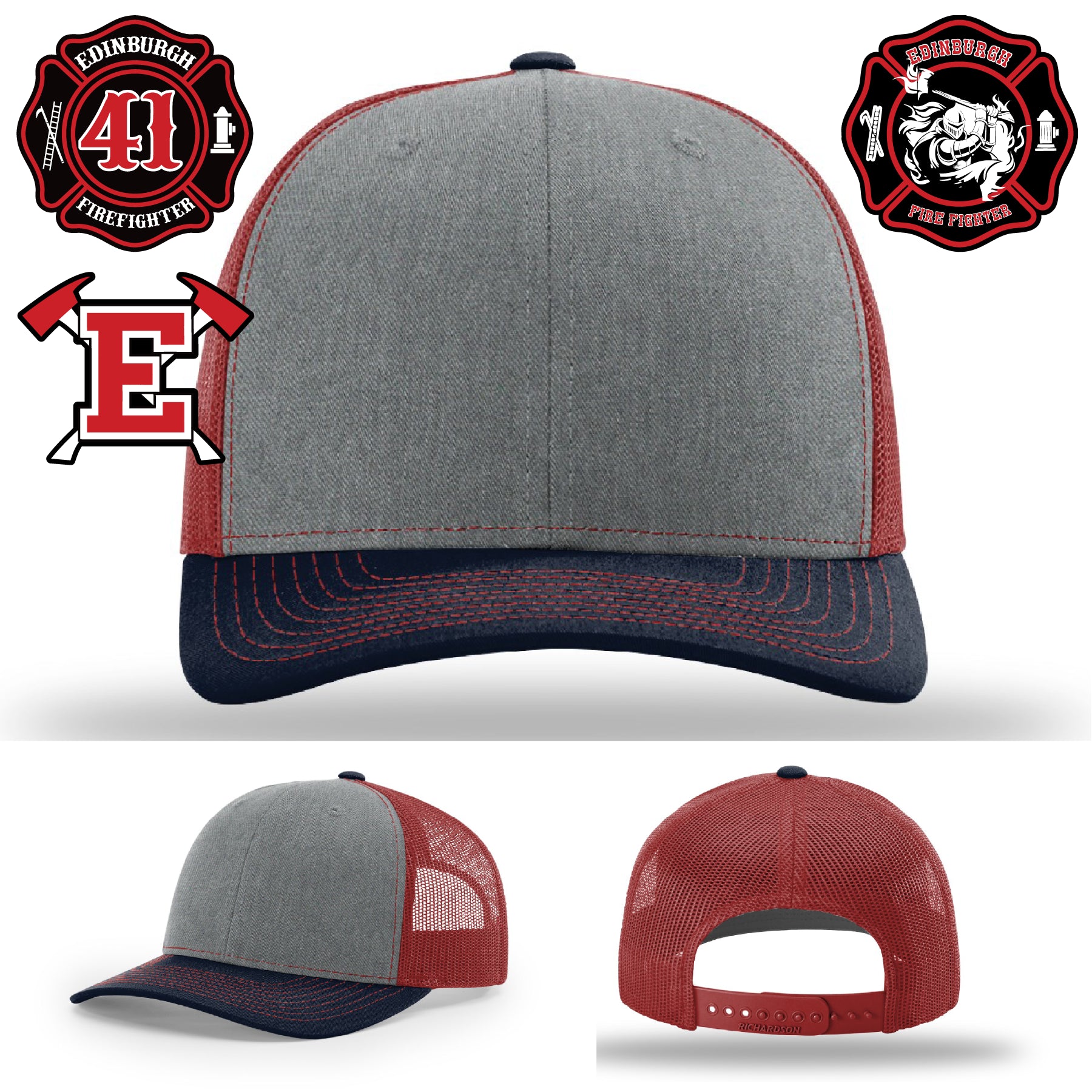 Edinburgh firefighter hat with classic axes leather patch