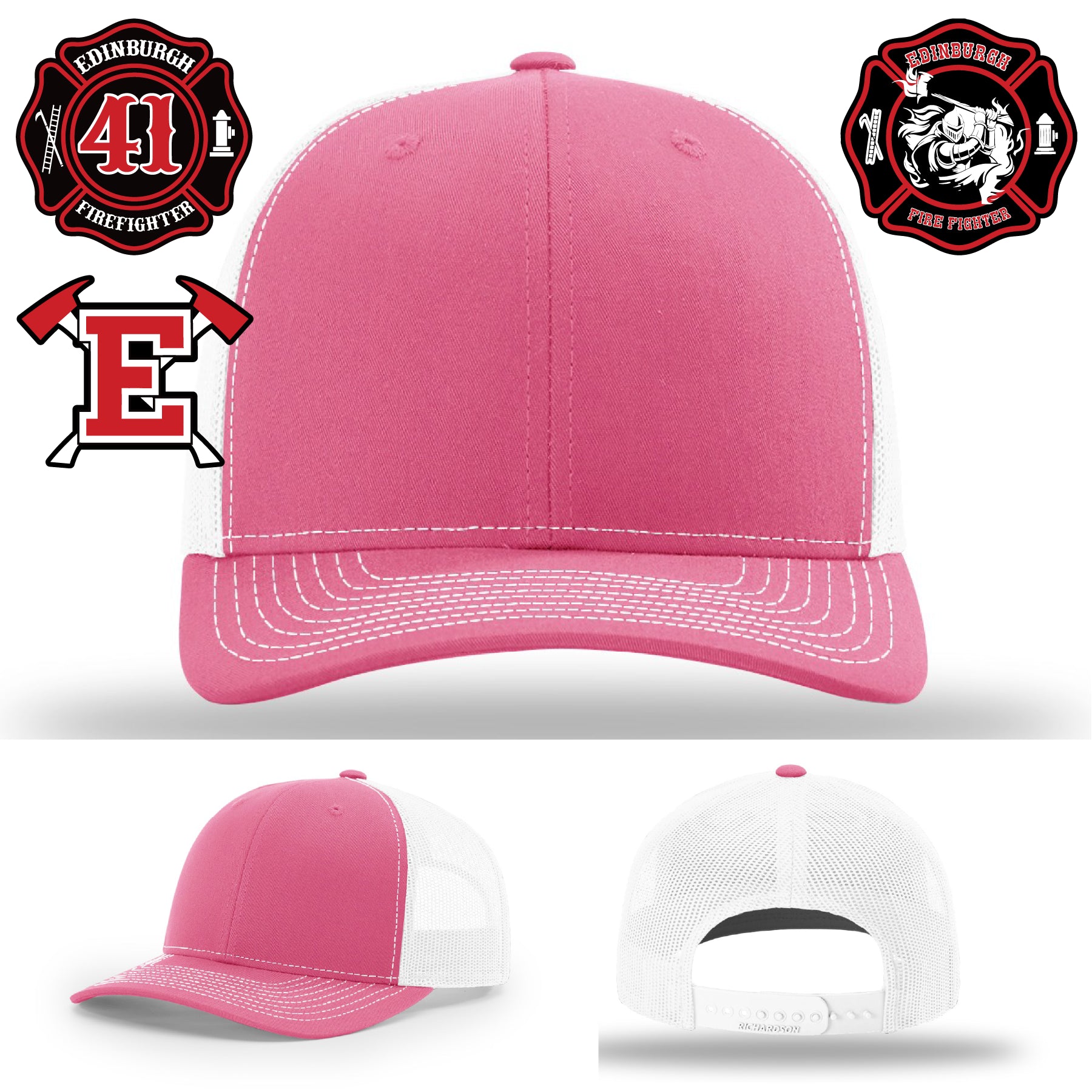 Firefighter hat with Edinburgh Fire Station 41 patch design