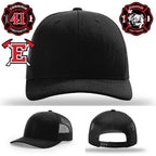 Firefighter hat with Edinburgh Fire Knight leather patch design
