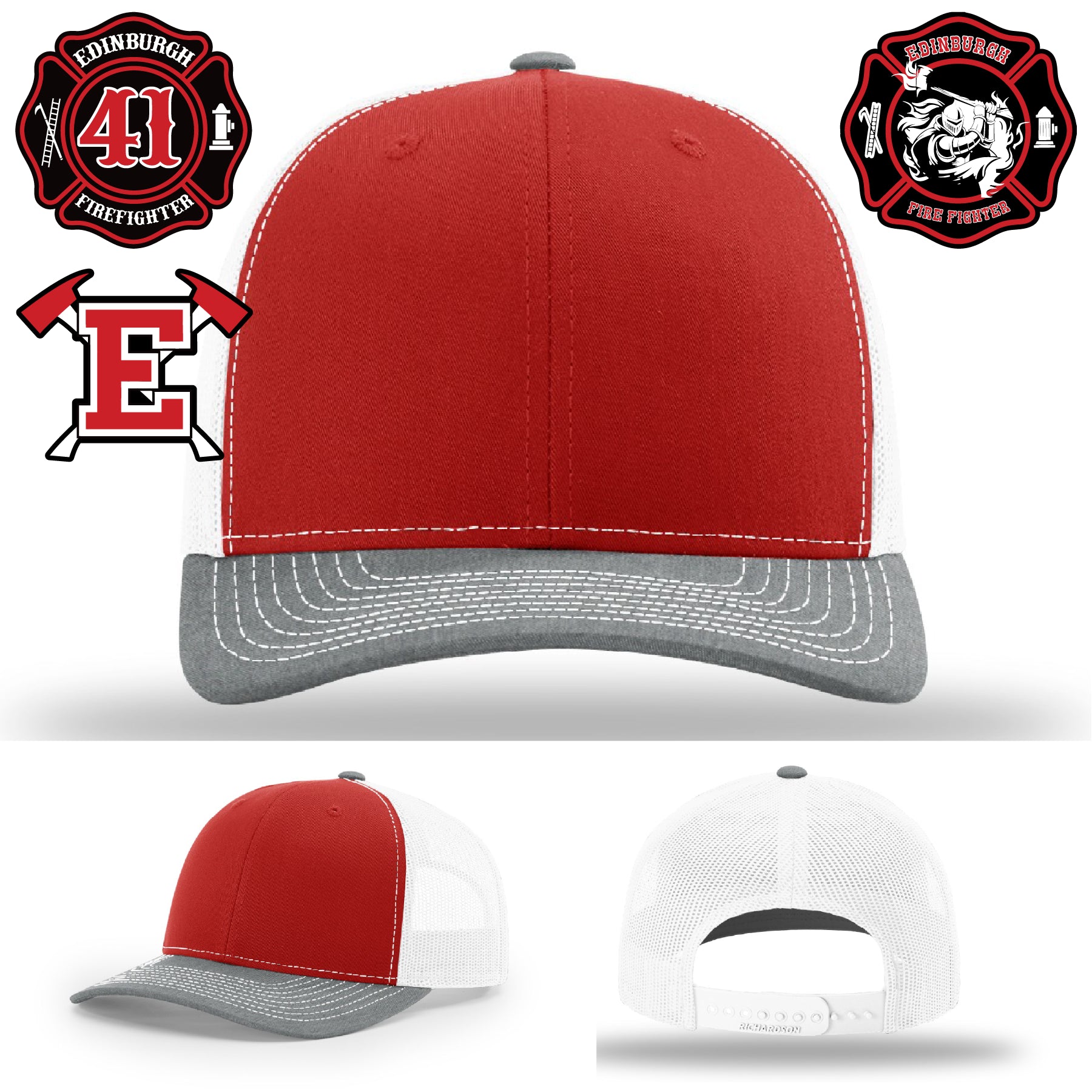 Edinburgh firefighter gear hat with full grain leather patch