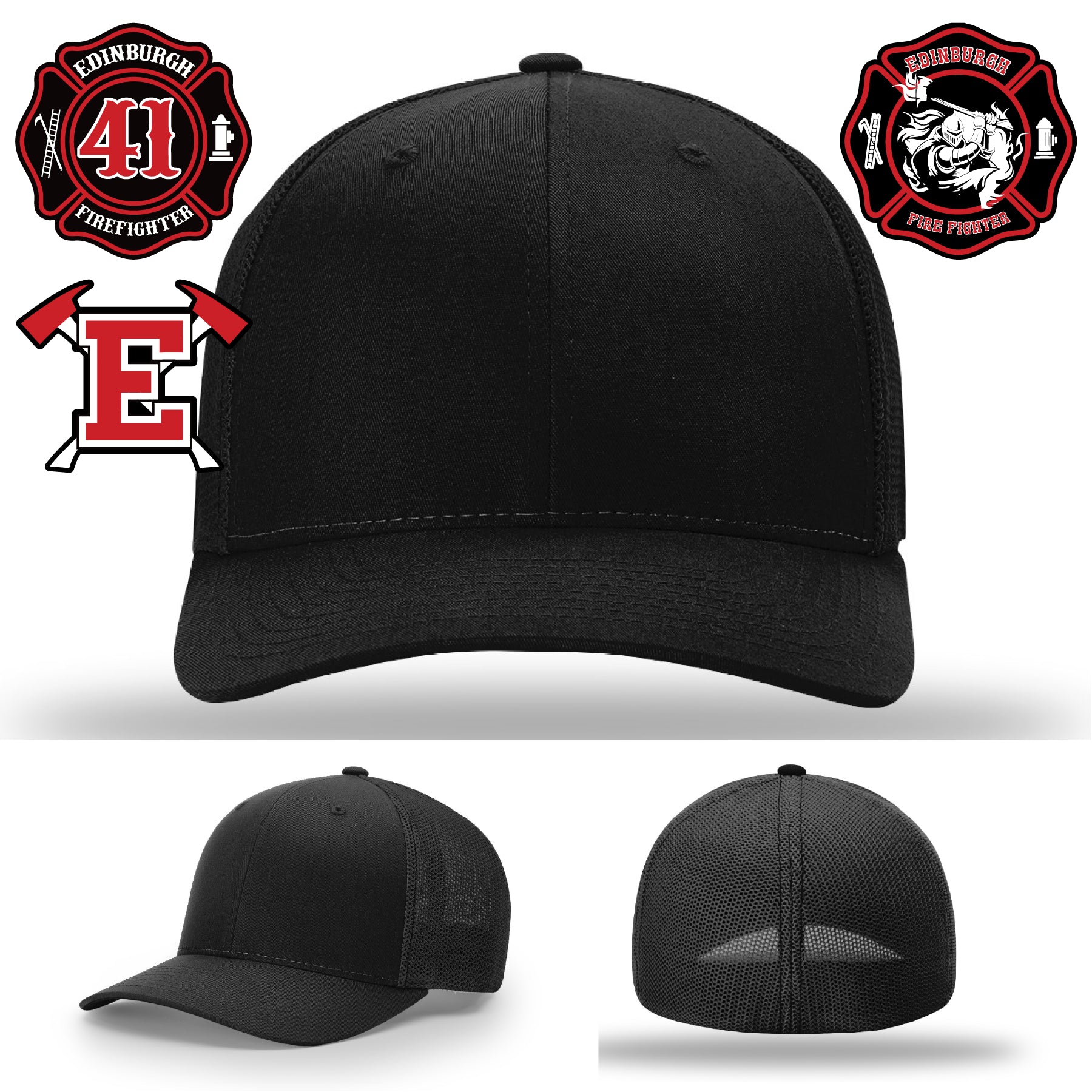 Edinburgh Fire Department classic axes leather patch hat