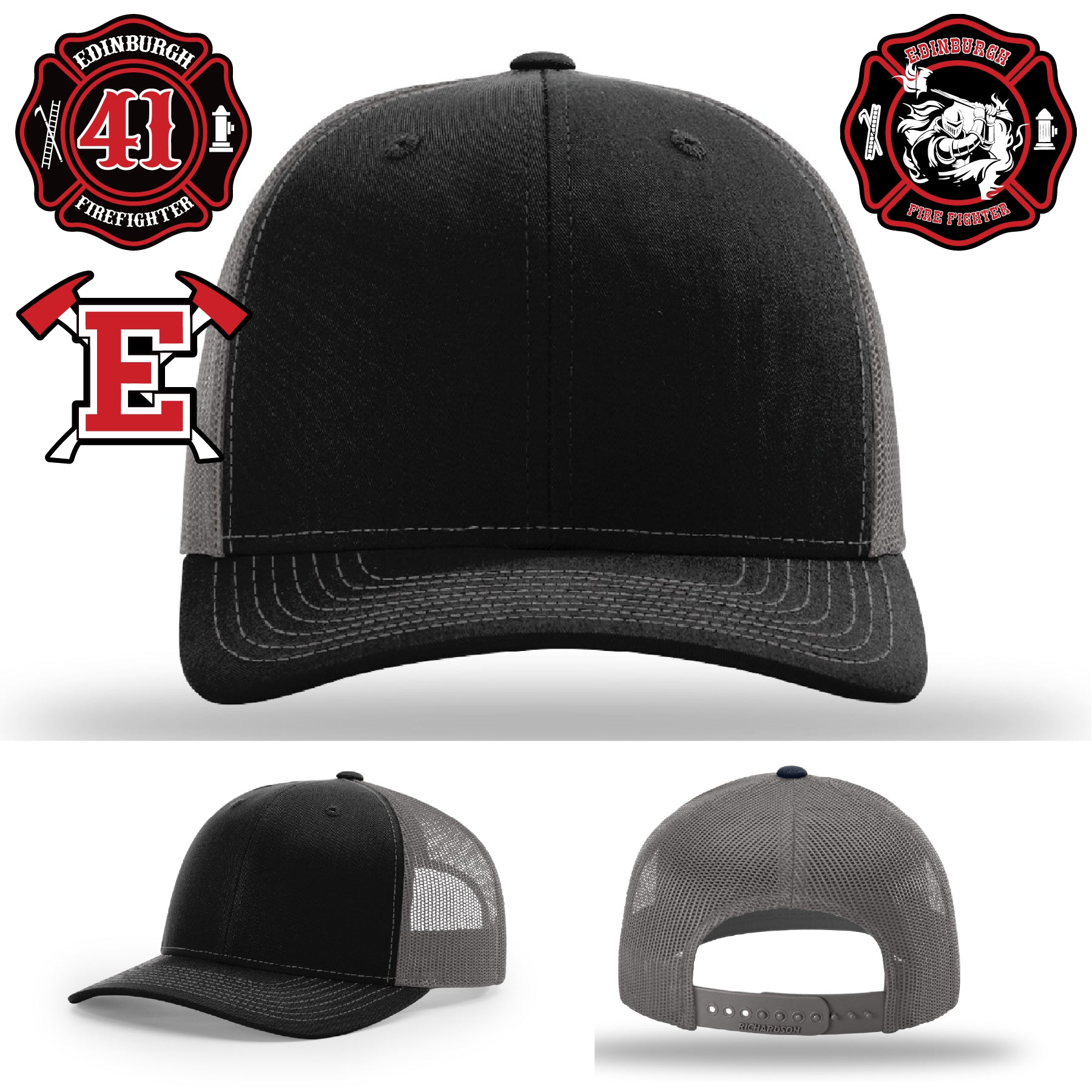 Premium firefighter hat featuring Edinburgh Fire leather patch