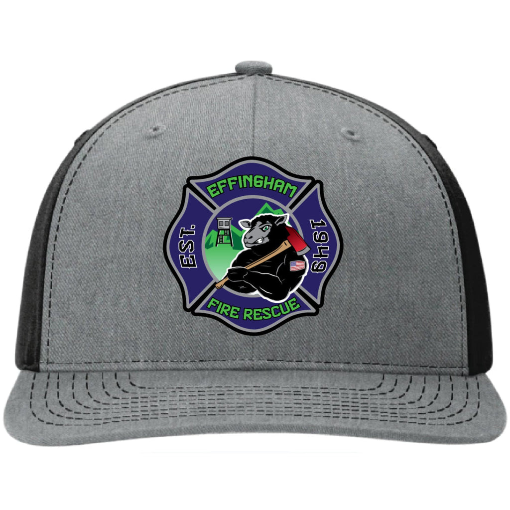 Effingham Fire Rescue leather patch firefighter hat front view