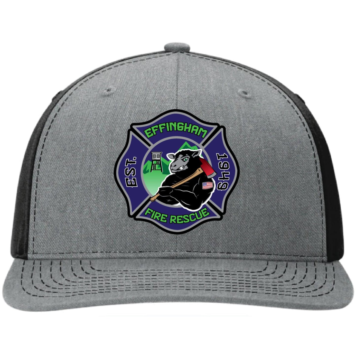 Effingham Fire Rescue leather patch firefighter hat front view