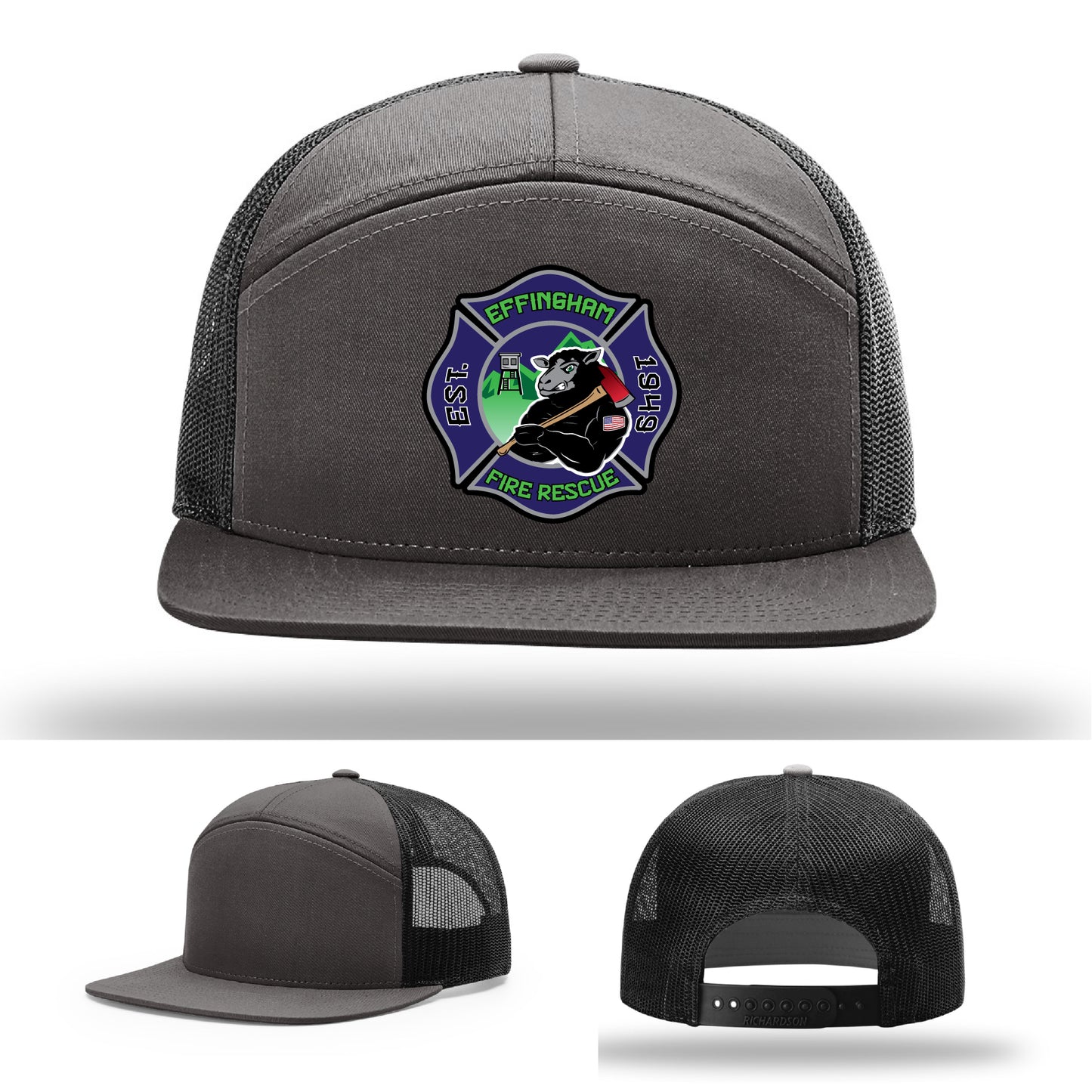 Leather patch firefighter hat representing Effingham Fire Rescue