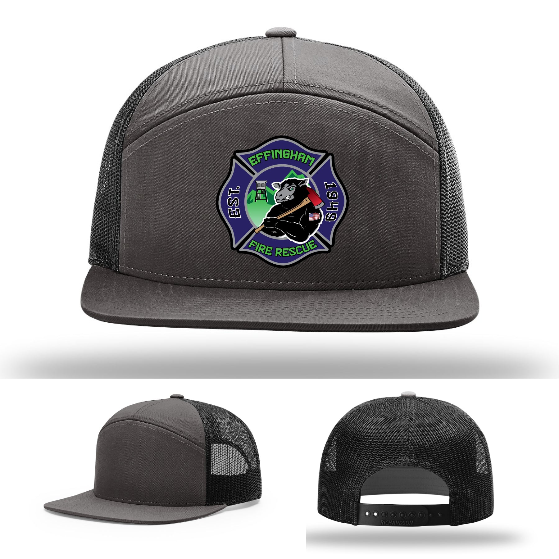 Leather patch firefighter hat representing Effingham Fire Rescue