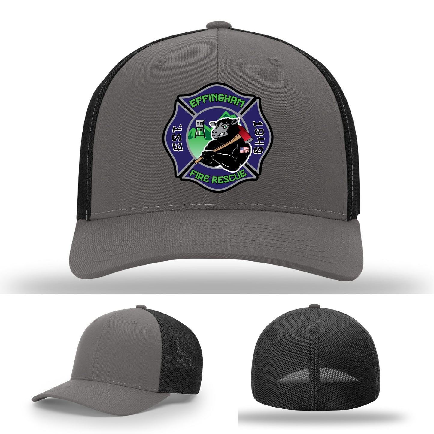 Effingham Fire Rescue custom leather firefighter hat design