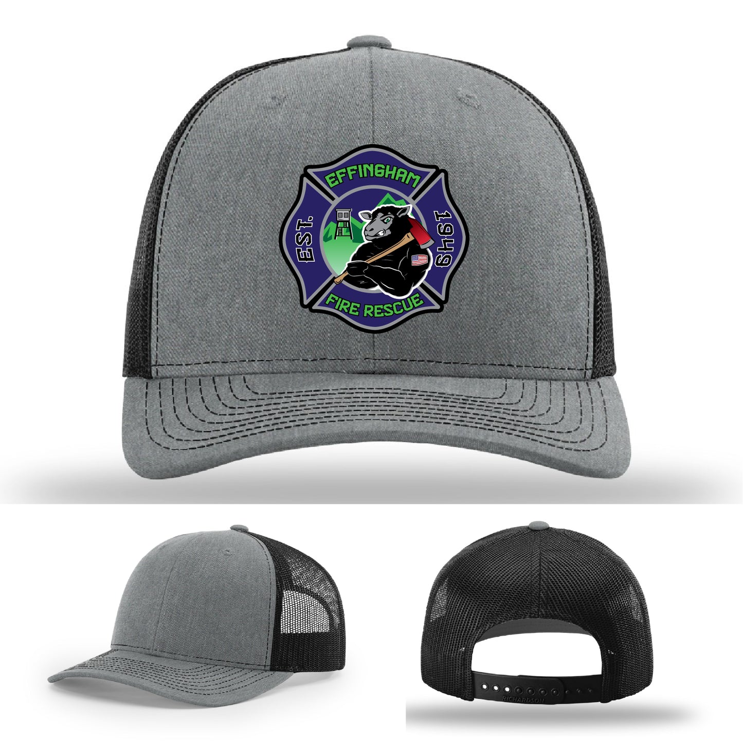 Fire department hat with Effingham Fire Rescue leather design