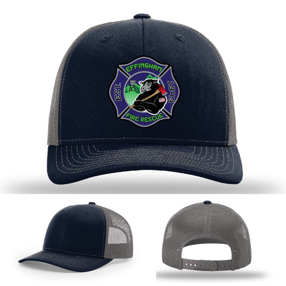 Effingham Fire Rescue full grain leather firefighter patch hat