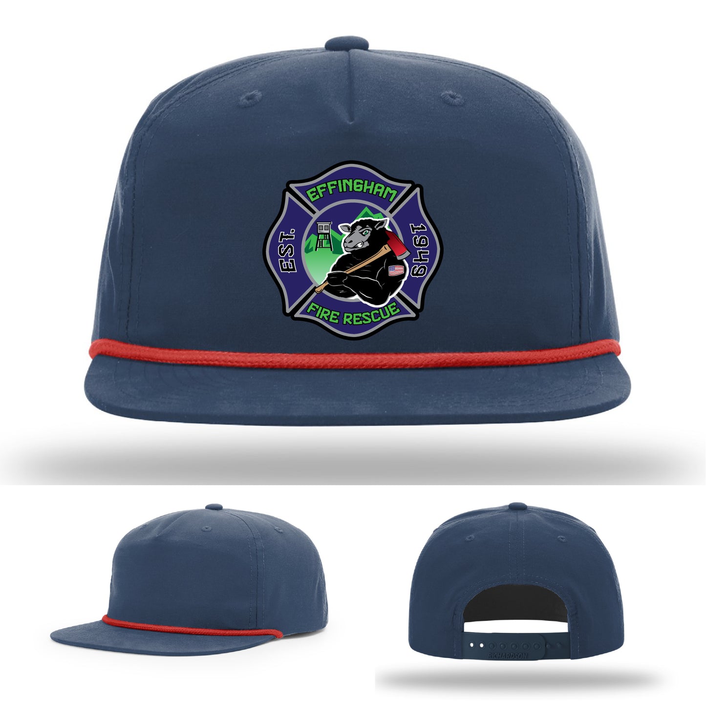 Effingham Fire Rescue leather firefighter hat with crisp detail
