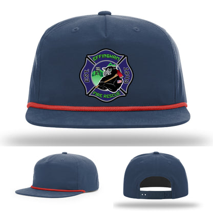 Effingham Fire Rescue leather firefighter hat with crisp detail