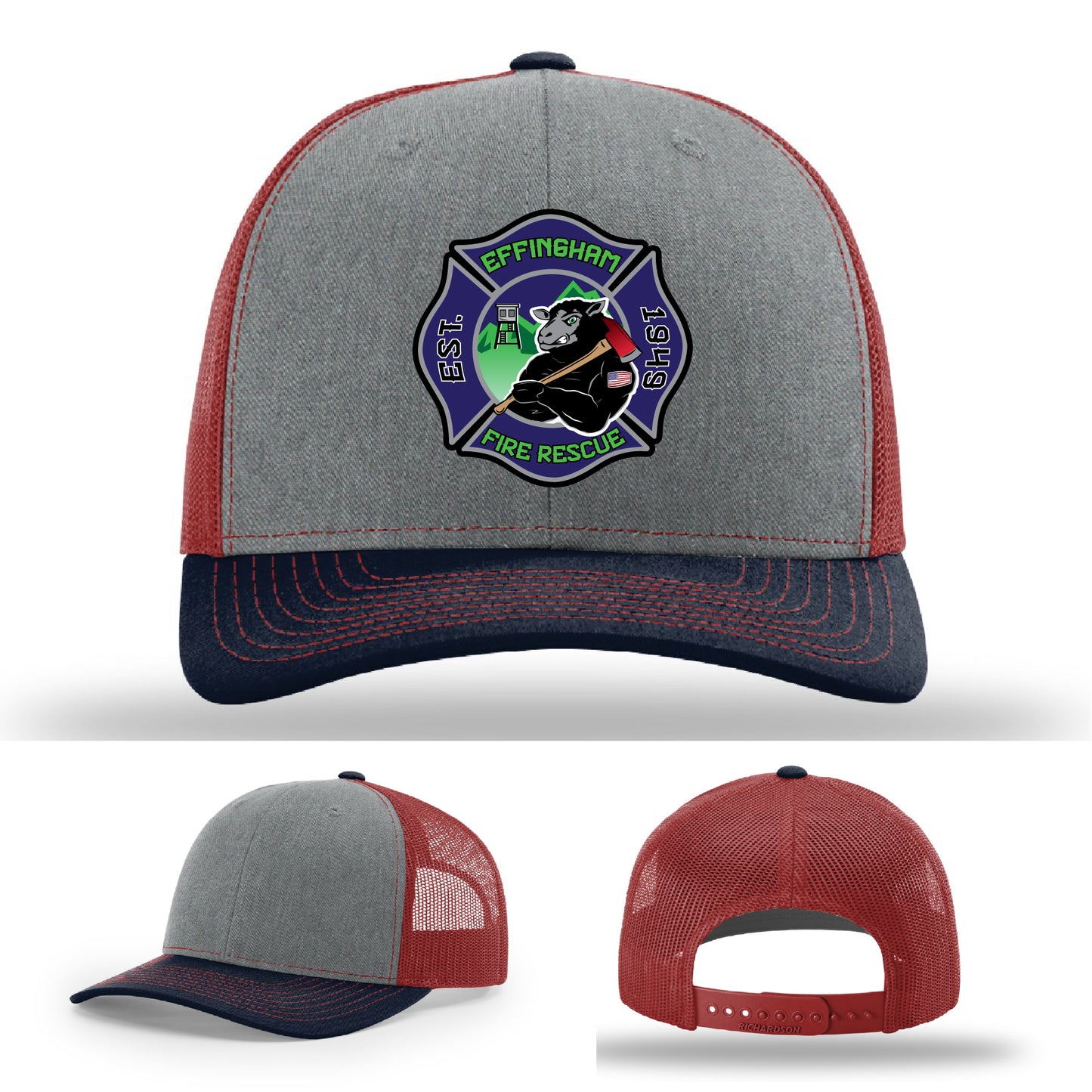 Effingham Fire Rescue firefighter hat with custom crafted patch