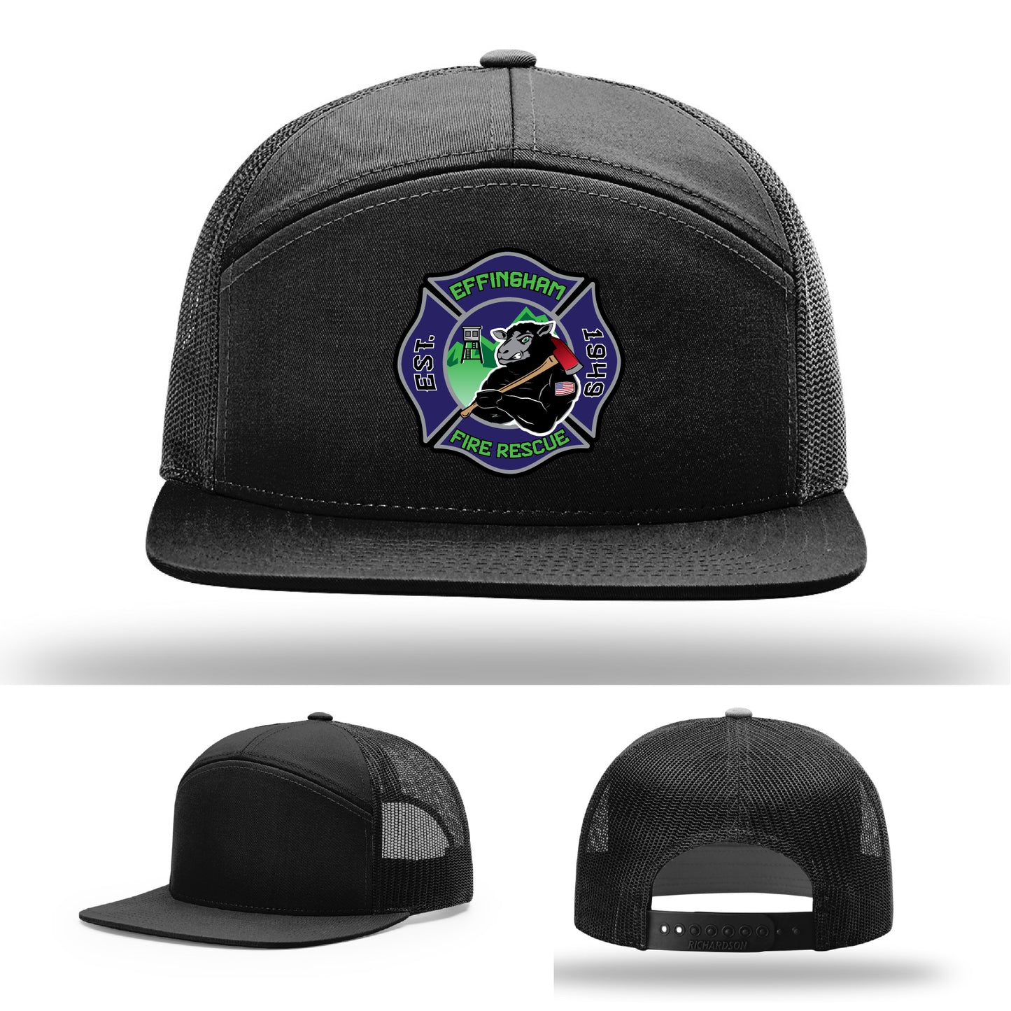 Firefighter hat with Effingham Fire Rescue custom patch