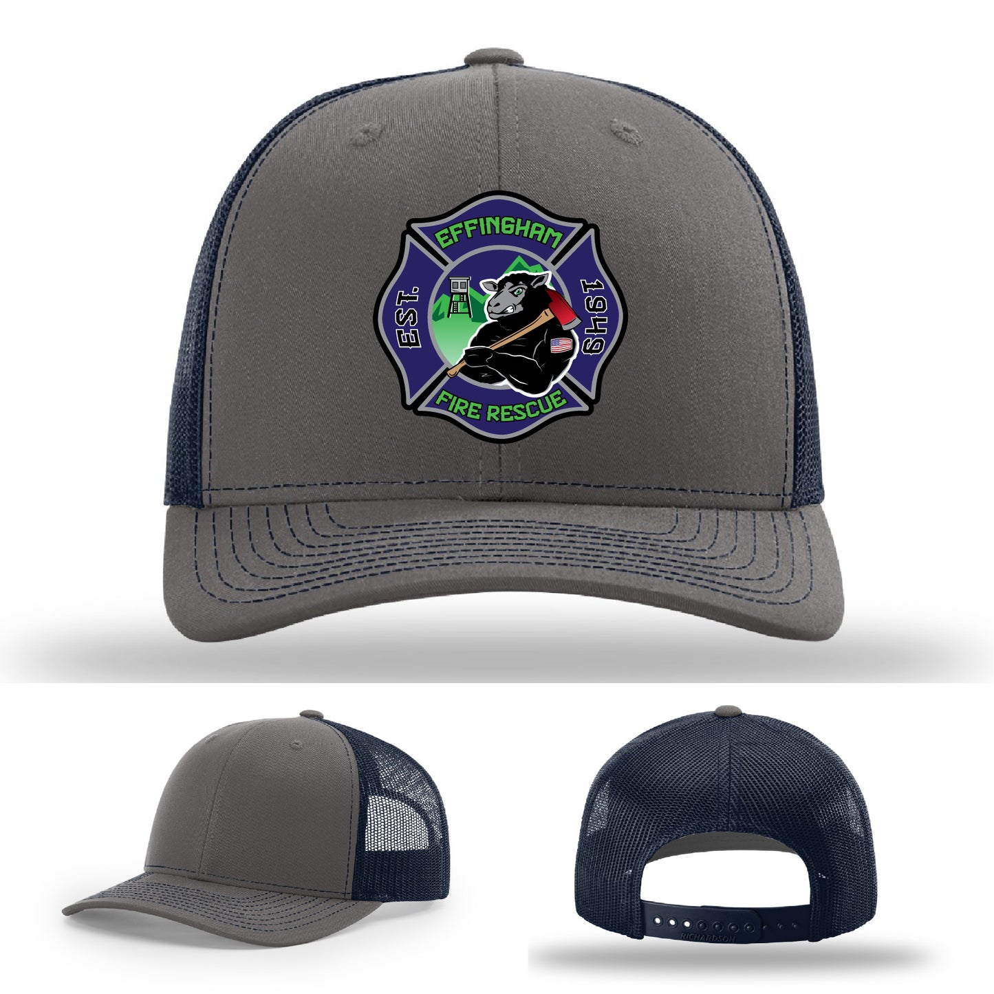 Custom fire department hat with Effingham Fire Rescue logo